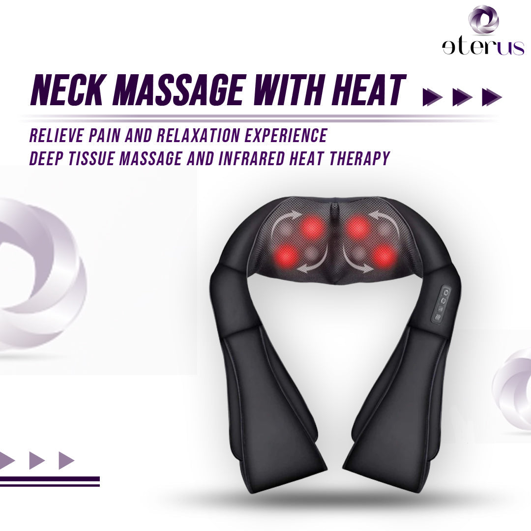 Heated Shiatsu Neck & Shoulder Massager – Deep Tissue with 3D Kneading Rollers