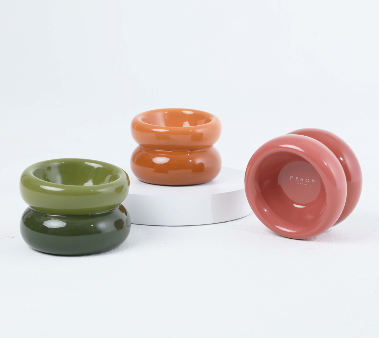Elevated Soufflé Pet Bowl – Anti-Slip Ceramic Design (Amber Orange)
