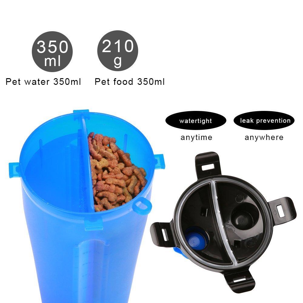 2-in-1 Pet Water Bottle & Food Container with Collapsible Bowl