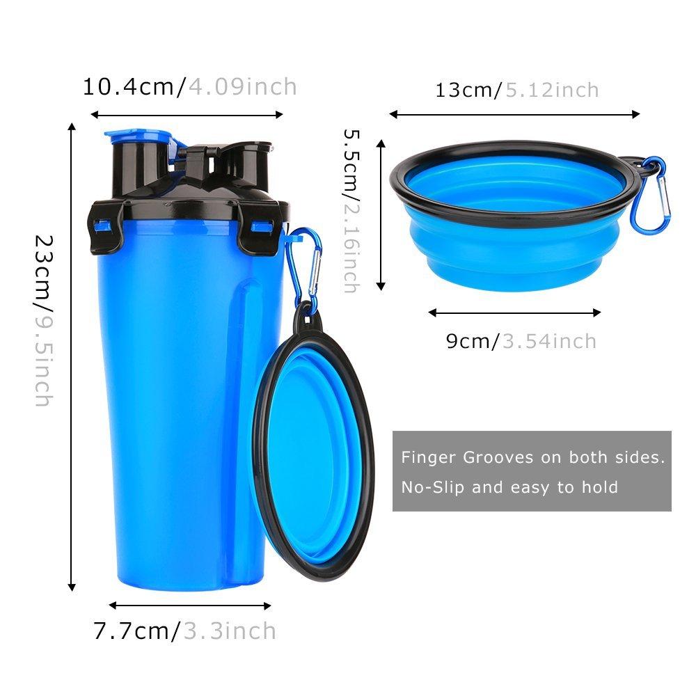 2-in-1 Pet Water Bottle & Food Container with Collapsible Bowl