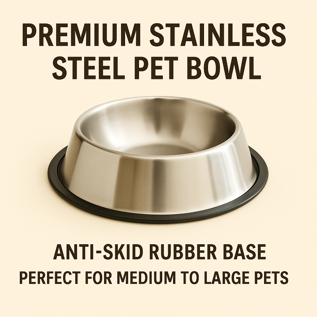 Anti-Skid Stainless Steel Pet Bowl – Large & Medium Pets