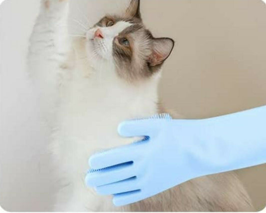 2-in-1 Silicone Pet Grooming Glove – Deep Clean & Deshedding Scrubber