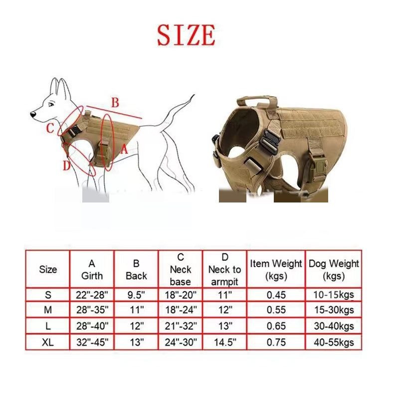 Military Dog Tactical Harness, Collar, and Leash Gear – Complete Set