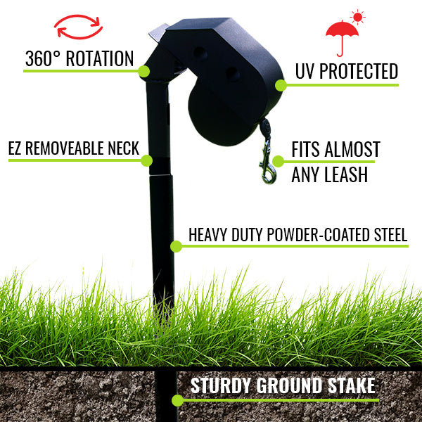 360° Swivel Dog Tie-Out Stake - DogKeeper Outdoor Pet Tether (US Shipped)